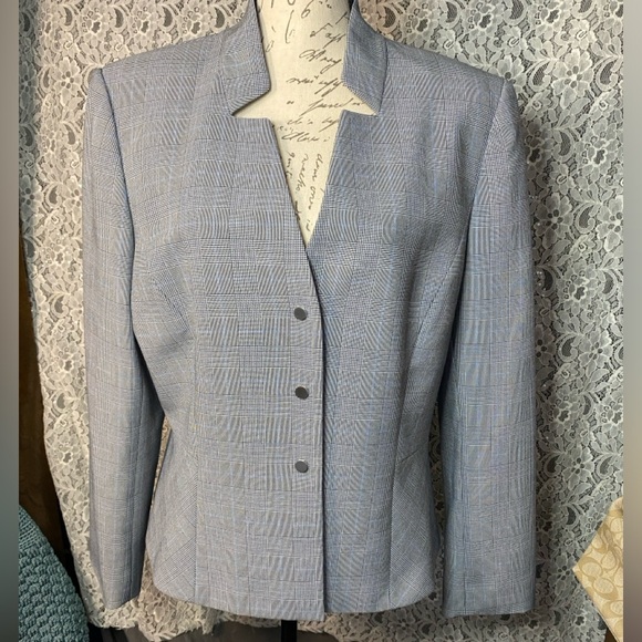 Tahari Arthur S. Levine grey plaid blazer - Picture 1 of 12